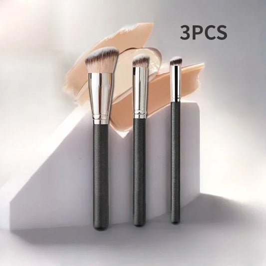 3 Pcs Foundation & Concealer Brush Set - Flawless Face Makeup