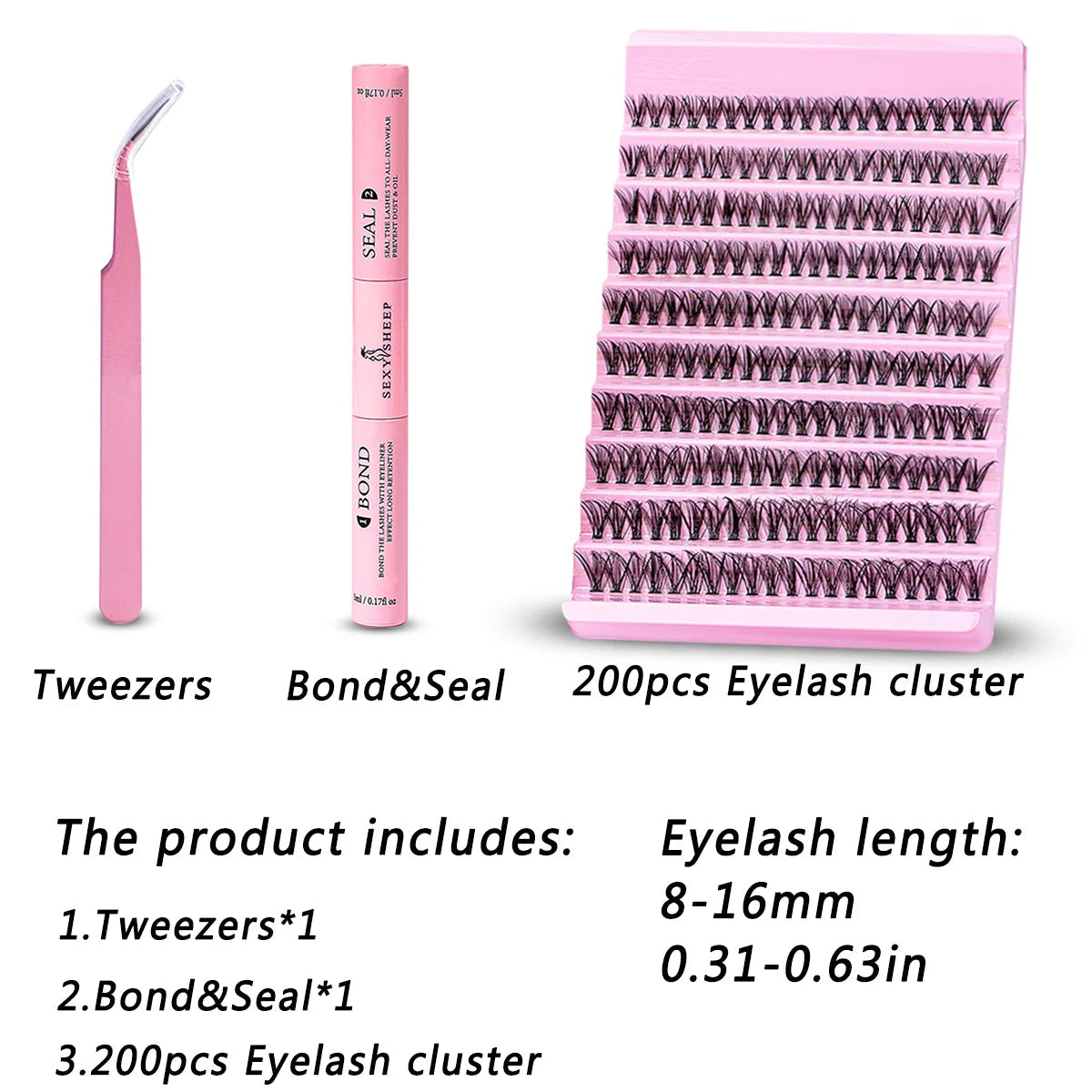 DIY Eyelash Extension Kit 200pcs Individual Lashes